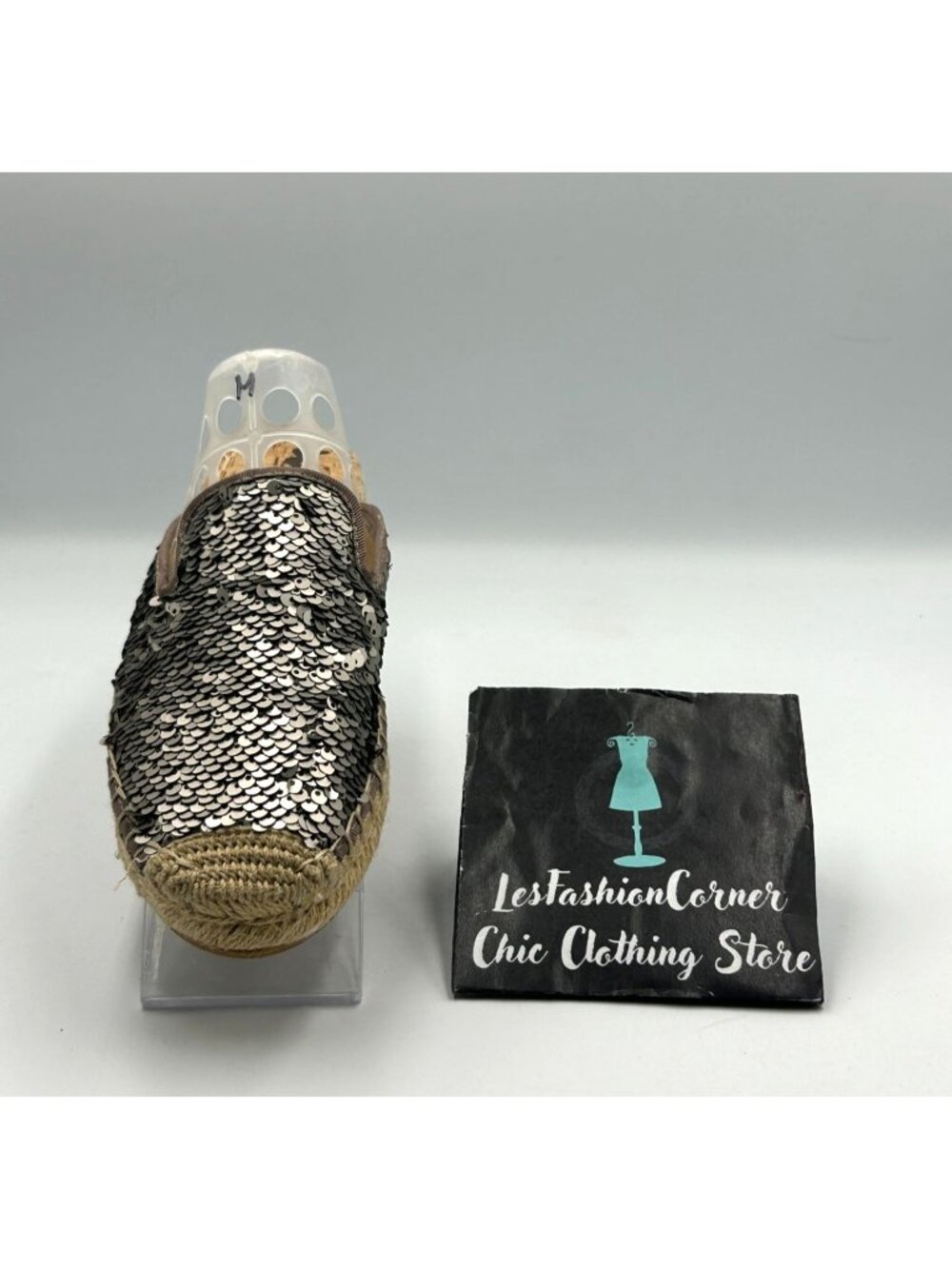 Sam Edelman Women's Pewter Sequin Kerry Espadrille Mules Shoes Size 6 3348 - Picture 13 of 16